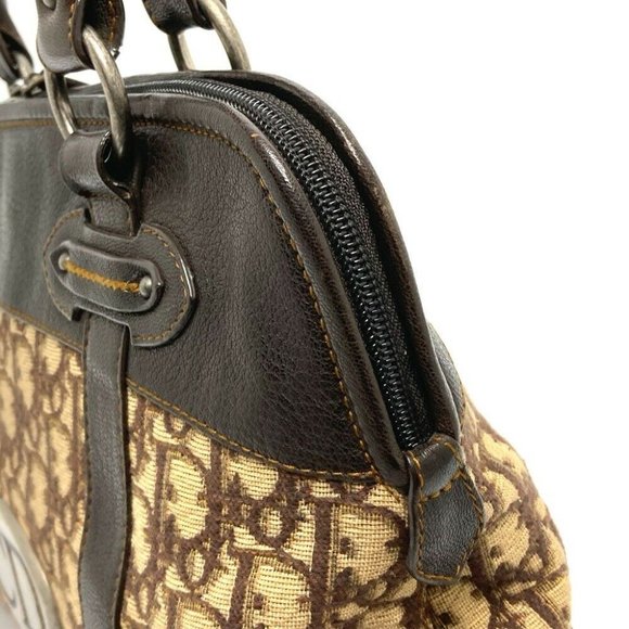 Authentic CHRISTIAN DIOR Trotter CD logo Vintage semi-shoulder Hand Bag Brown - Picture 9 of 12